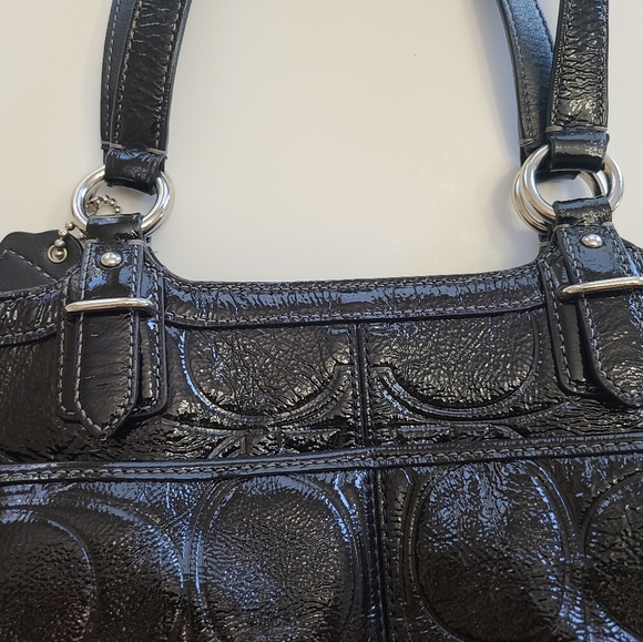 COACH Large Patent Leather Black Shoulder Bag F19462 - Picture 5 of 10